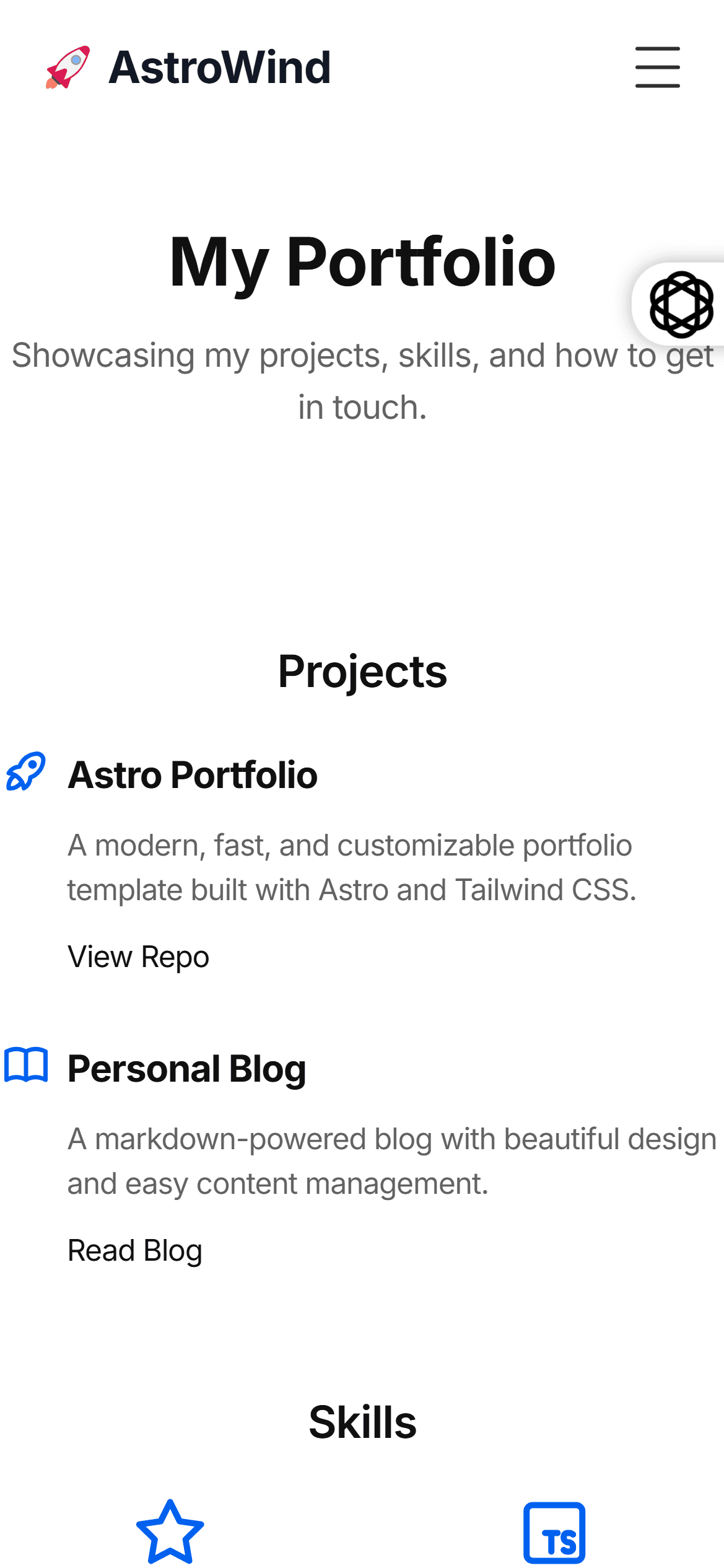 Astrowind project screenshot